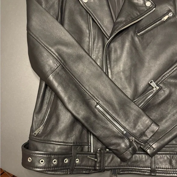 Zara Men's Black Leather Moto Jacket - Picture 3 of 7